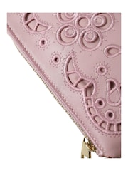 Dolce & Gabbana Pink Leather Chain Handle Floral Embroidered Clutch - Image 6 of 6