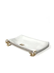 Dolce & Gabbana Leather Embroidered Crossbody White Bag with Gold Tone Chain Handle - Image 4 of 6