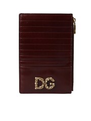 Dolce & Gabbana Natural Leather Card Holder with Zipper Closure and Logo Detail - Image 1 of 6