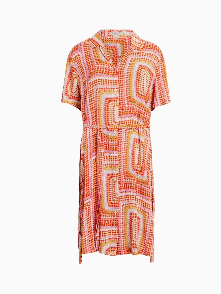 AllSaints Orange Athea Luisa Dress - Image 6 of 6