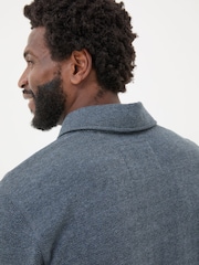 FatFace Navy Herringbone Long Sleeve Polo Shirt - Image 5 of 8