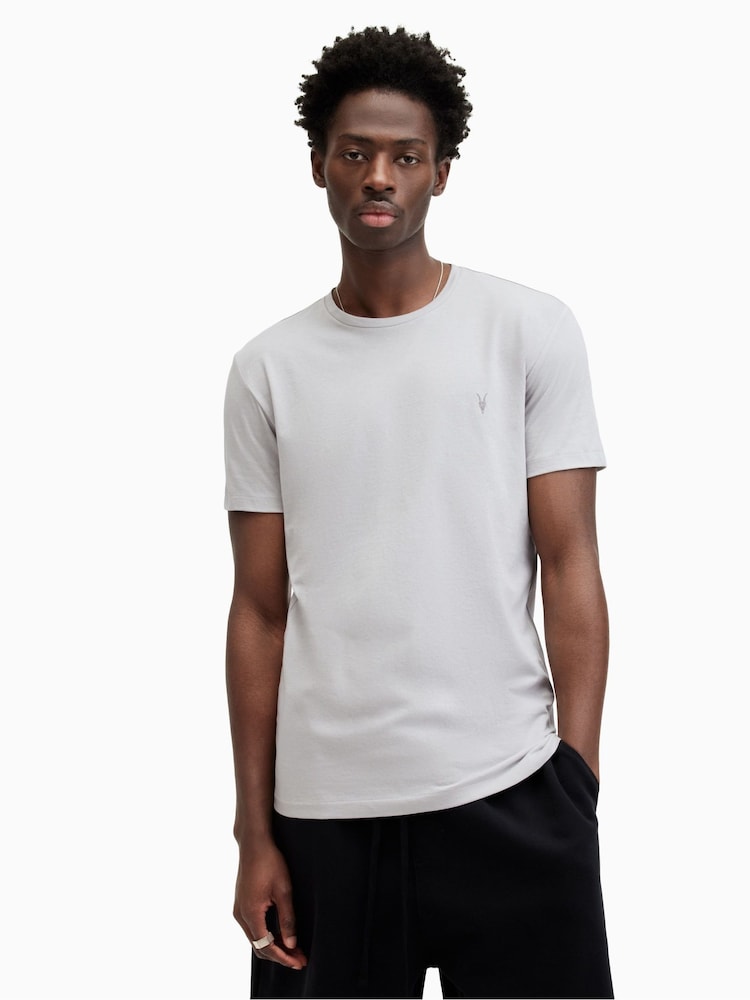 AllSaints Light Grey Tonic Short Sleeve Crew T-Shirt - Image 1 of 6