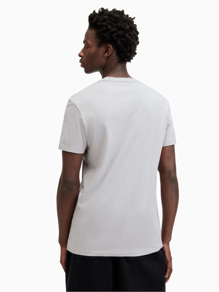 AllSaints Light Grey Tonic Short Sleeve Crew T-Shirt - Image 2 of 6 AllSaints Light Grey Tonic Short Sleeve Crew T-Shirt - Image 2 of 6