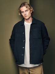 Black Regular Fit Regular Fit Borg Fleece Shacket - Image 1 of 8