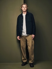 Black Regular Fit Regular Fit Borg Fleece Shacket - Image 2 of 8