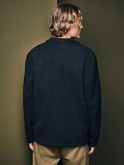 Black Regular Fit Regular Fit Borg Fleece Shacket - Image 3 of 8