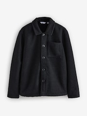 Black Regular Fit Regular Fit Borg Fleece Shacket - Image 6 of 8