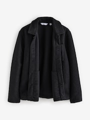 Black Regular Fit Regular Fit Borg Fleece Shacket - Image 7 of 8