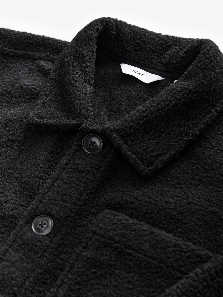 Black Regular Fit Regular Fit Borg Fleece Shacket - Image 8 of 8