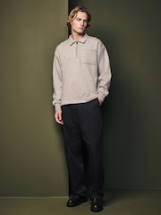Ecru Natural Jersey Cotton Rich Quarter Zip Sweatshirt - Image 2 of 7