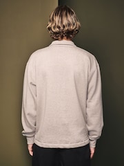 Ecru Natural Jersey Cotton Rich Quarter Zip Sweatshirt - Image 3 of 7