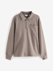 Ecru Natural Jersey Cotton Rich Quarter Zip Sweatshirt - Image 5 of 7