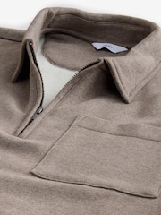 Ecru Natural Jersey Cotton Rich Quarter Zip Sweatshirt - Image 7 of 7