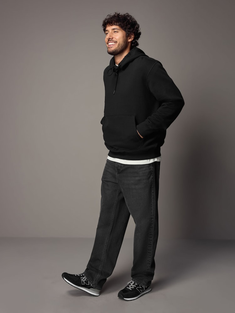 Black Heavyweight 100% Cotton Hoodie - Image 2 of 9