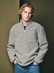 Grau - Sweatshirt mit Reißverschluss aus Wollmischung - Image 2 of 7