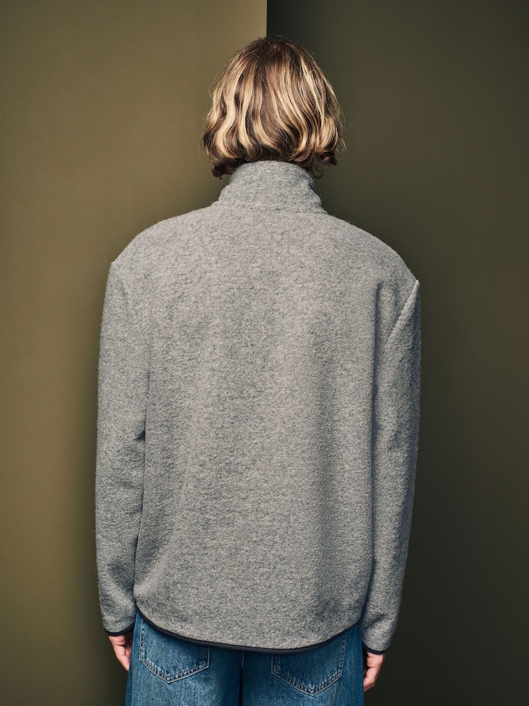 Grau - Sweatshirt mit Reißverschluss aus Wollmischung - Image 3 of 7