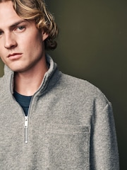 Grau - Sweatshirt mit Reißverschluss aus Wollmischung - Image 4 of 7