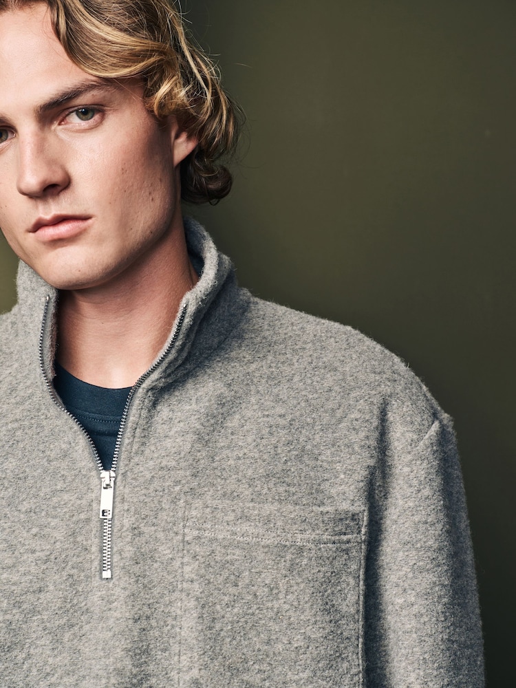 Grau - Sweatshirt mit Reißverschluss aus Wollmischung - Image 4 of 7