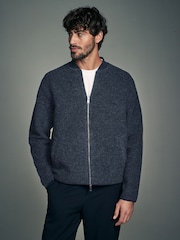 Marineblau/blau - Bomberjacke aus Wollmischung mit Fleece - Image 1 of 9