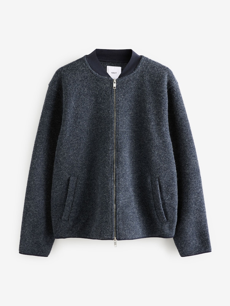 Marineblau/blau - Bomberjacke aus Wollmischung mit Fleece - Image 5 of 9
