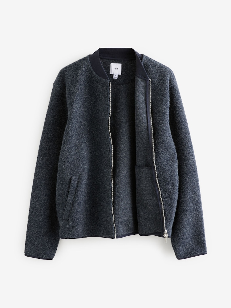 Marineblau/blau - Bomberjacke aus Wollmischung mit Fleece - Image 6 of 9
