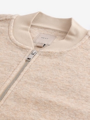 Ecru Wool Blend Fleece Bomber Jacket - Image 10 of 11