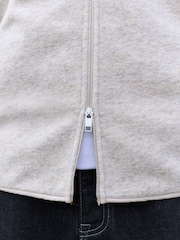 Ecru Wool Blend Fleece Bomber Jacket - Image 6 of 11