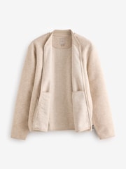Ecru Wool Blend Fleece Bomber Jacket - Image 9 of 11