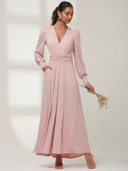 Rosa/Chrome - Jolie Moi Giulia Langärmliges Maxikleid - Bild 4 von 6