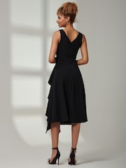 Jolie Moi Black Haylen Frill Detail Midi Dress - Image 2 of 5