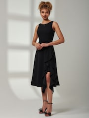 Jolie Moi Black Haylen Frill Detail Midi Dress - Image 3 of 5