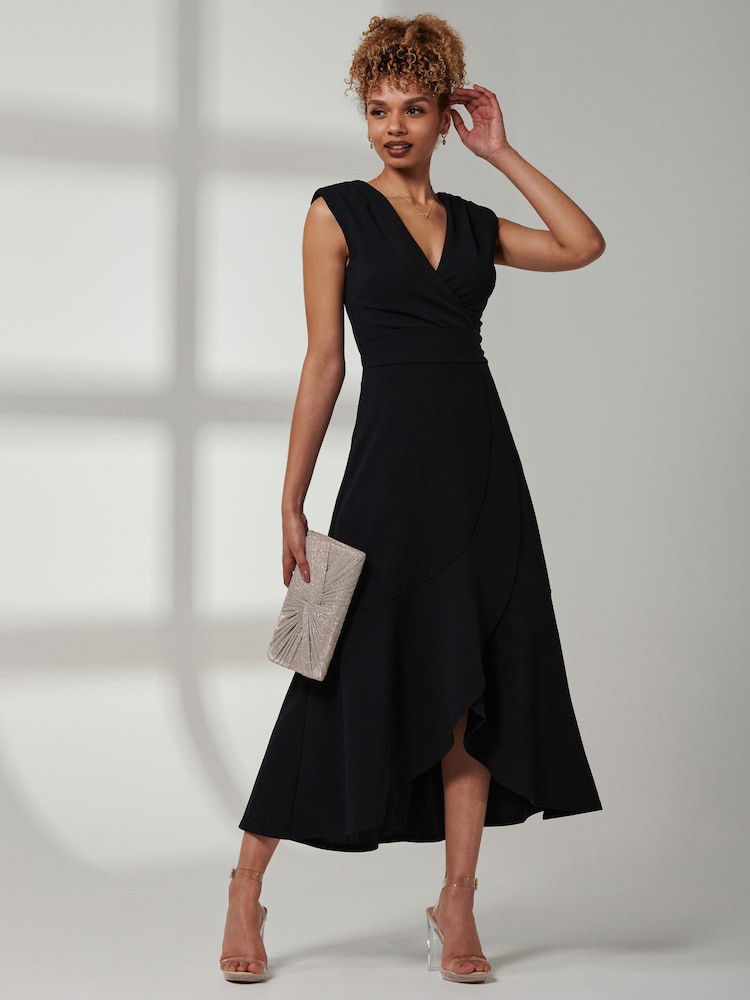 Negro - Jolie Moi Preslie Wrap Frill Hem Maxi Dress - Imagen 1 de 6 Negro - Jolie Moi Preslie Wrap Frill Hem Maxi Dress - Imagen 1 de 6