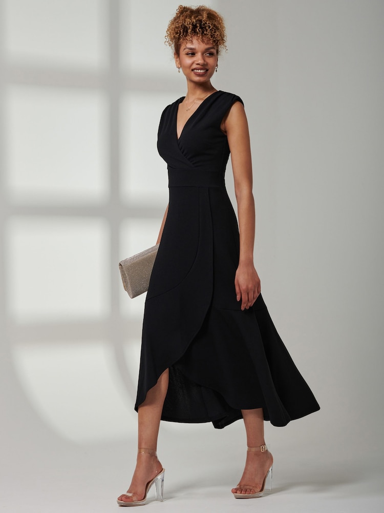 Negro - Jolie Moi Preslie Wrap Frill Hem Maxi Dress - Imagen 6 de 6 Negro - Jolie Moi Preslie Wrap Frill Hem Maxi Dress - Imagen 6 de 6