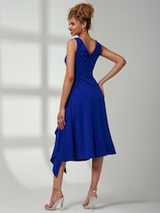 Jolie Moi Blue Haylen Frill Detail Midi Dress - Image 2 of 6