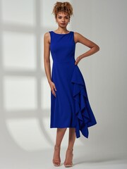 Jolie Moi Blue Haylen Frill Detail Midi Dress - Image 4 of 6