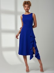 Jolie Moi Blue Haylen Frill Detail Midi Dress - Image 5 of 6