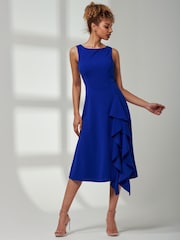 Jolie Moi Blue Haylen Frill Detail Midi Dress - Image 6 of 6