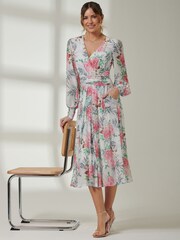 Jolie Moi White/Pink Long sleeve Floral Print Dress - Image 6 of 6