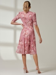 Jolie Moi Pink Front Wrap Mesh Midi Dress - Image 2 of 6