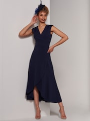 Jolie Moi Black Chrome Preslie Wrap Frill Hem Maxi Dress - Image 1 of 6