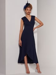 Jolie Moi Black Chrome Preslie Wrap Frill Hem Maxi Dress - Image 5 of 6