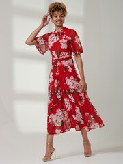 Jolie Moi Multi Angel Sleeve High Neck Mesh Dress - Image 5 of 6