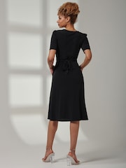 Jolie Moi Black Bianca Half Sleeve Jersey Midi Dress - Image 2 of 5