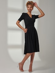Jolie Moi Black Bianca Half Sleeve Jersey Midi Dress - Image 5 of 5