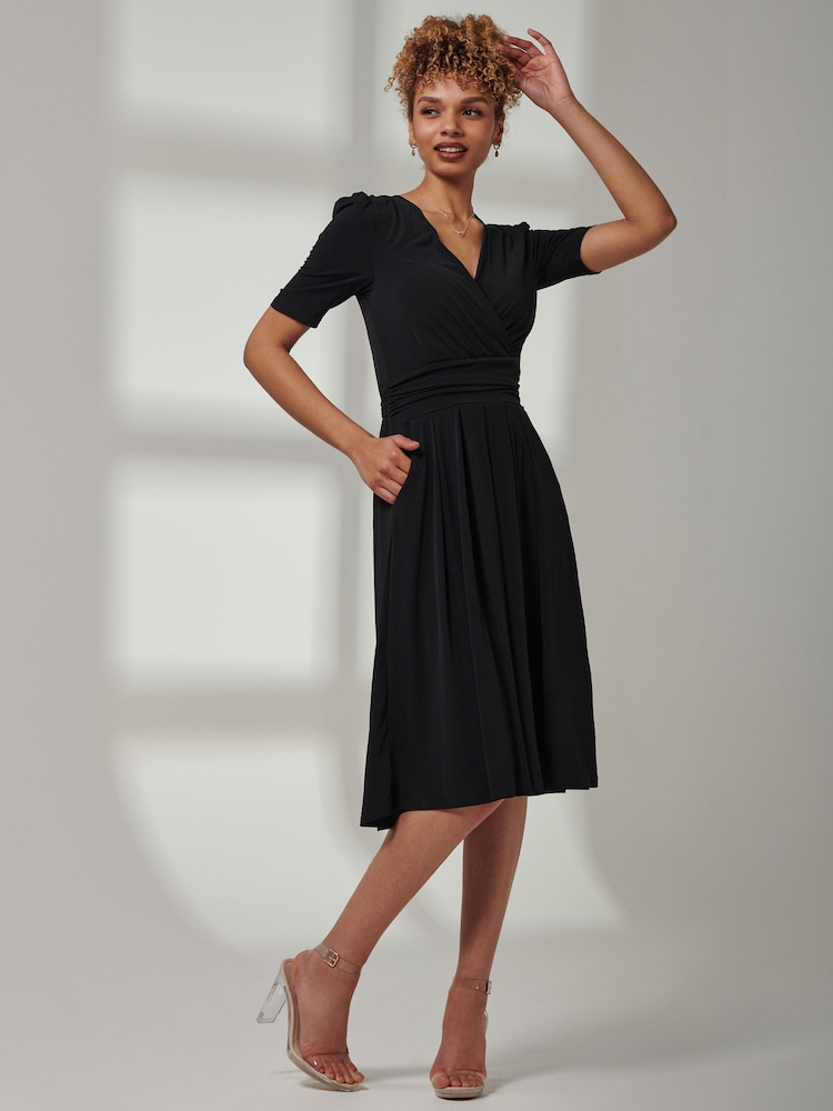 Jolie Moi Black Bianca Half Sleeve Jersey Midi Dress - Image 5 of 5