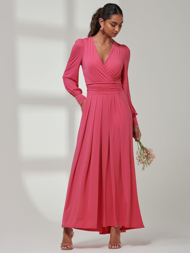 Rosa - Vestido largo de manga larga Giulia de Jolie Moi - Imagen 1 de 6 Rosa - Vestido largo de manga larga Giulia de Jolie Moi - Imagen 1 de 6