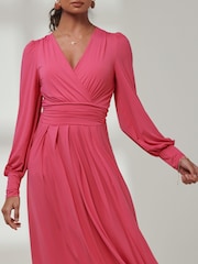Jolie Moi Pink Giulia Long Sleeve Maxi Dress - Image 3 of 6