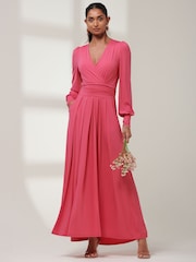 Jolie Moi Pink Giulia Long Sleeve Maxi Dress - Image 6 of 6