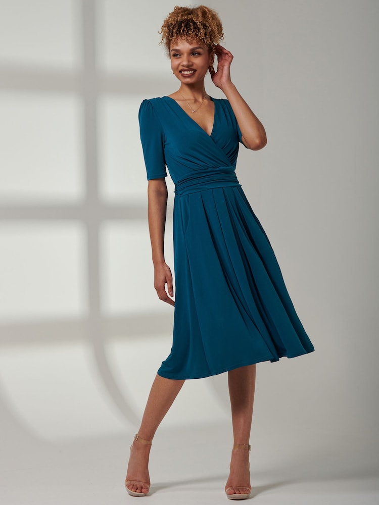 Blau - Jolie Moi Bianca Midikleid aus Jersey mit halblangen Ärmeln - Bild 1 von 6