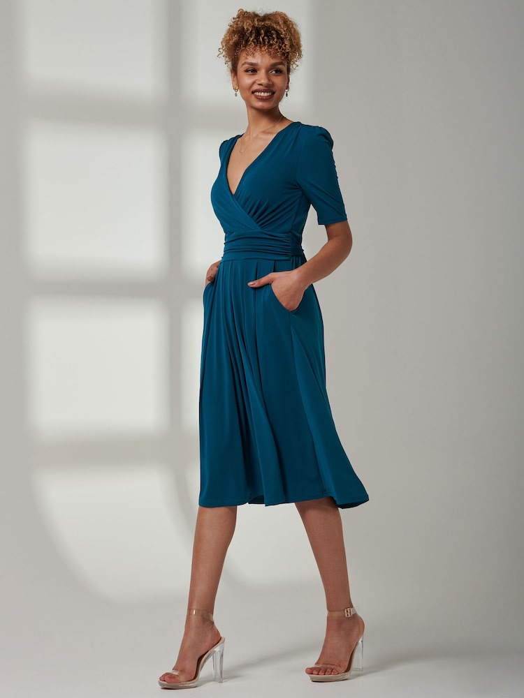 Blau - Jolie Moi Bianca Midikleid aus Jersey mit halblangen Ärmeln - Bild 6 von 6